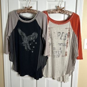 Free People We the Free Baseball Tees Bundle Lot X 2